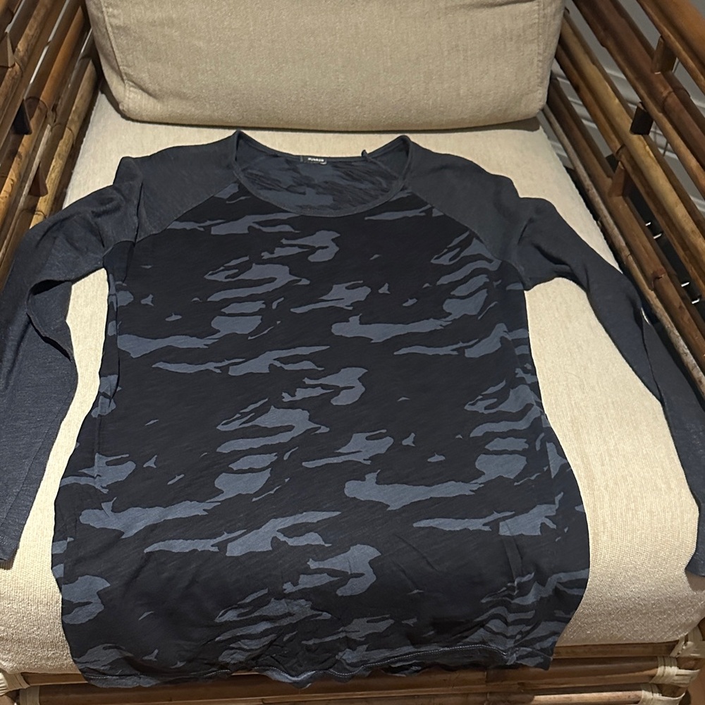 BNWOT Monrow Dark Camouflage Long Sleeve Top
